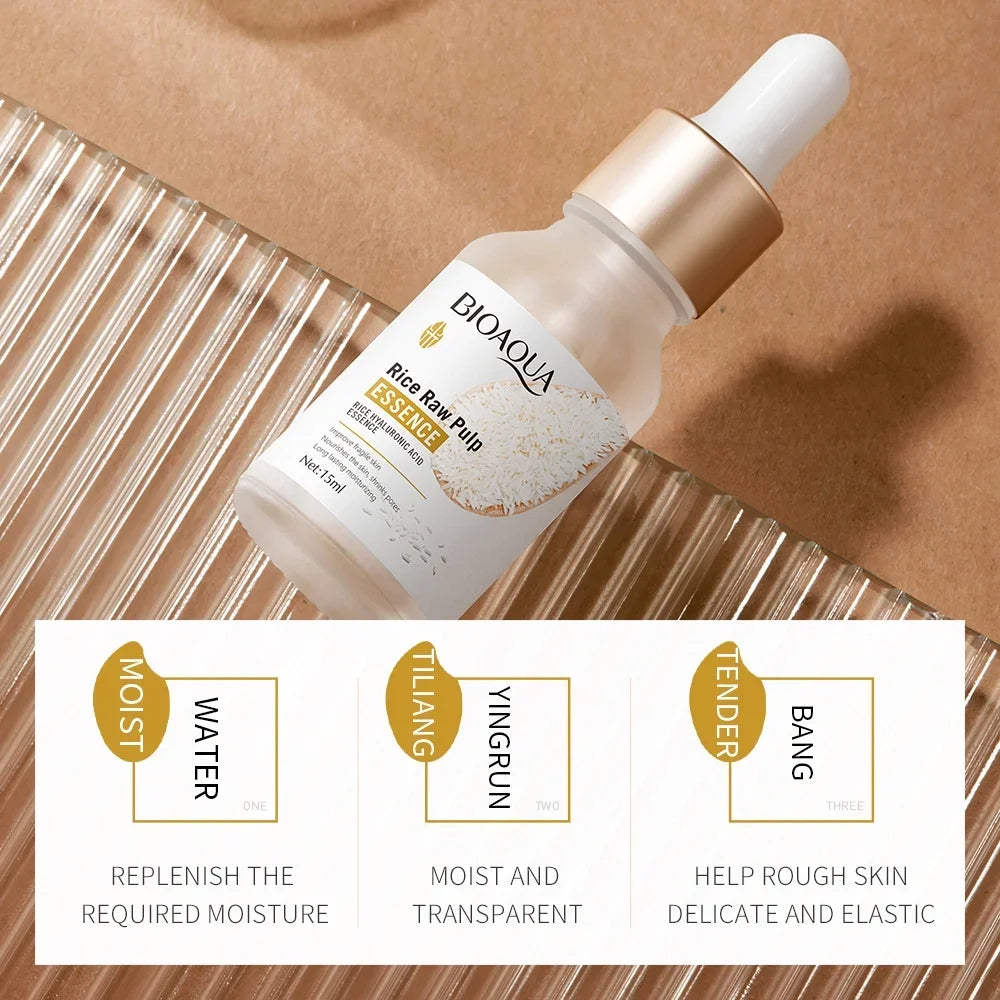 BIOAQUA Rice Essence Hyaluronic Acid Face Essence Nourishing Moisturizing Whitening Anti-Wrinkle Serum Facial Skin Care